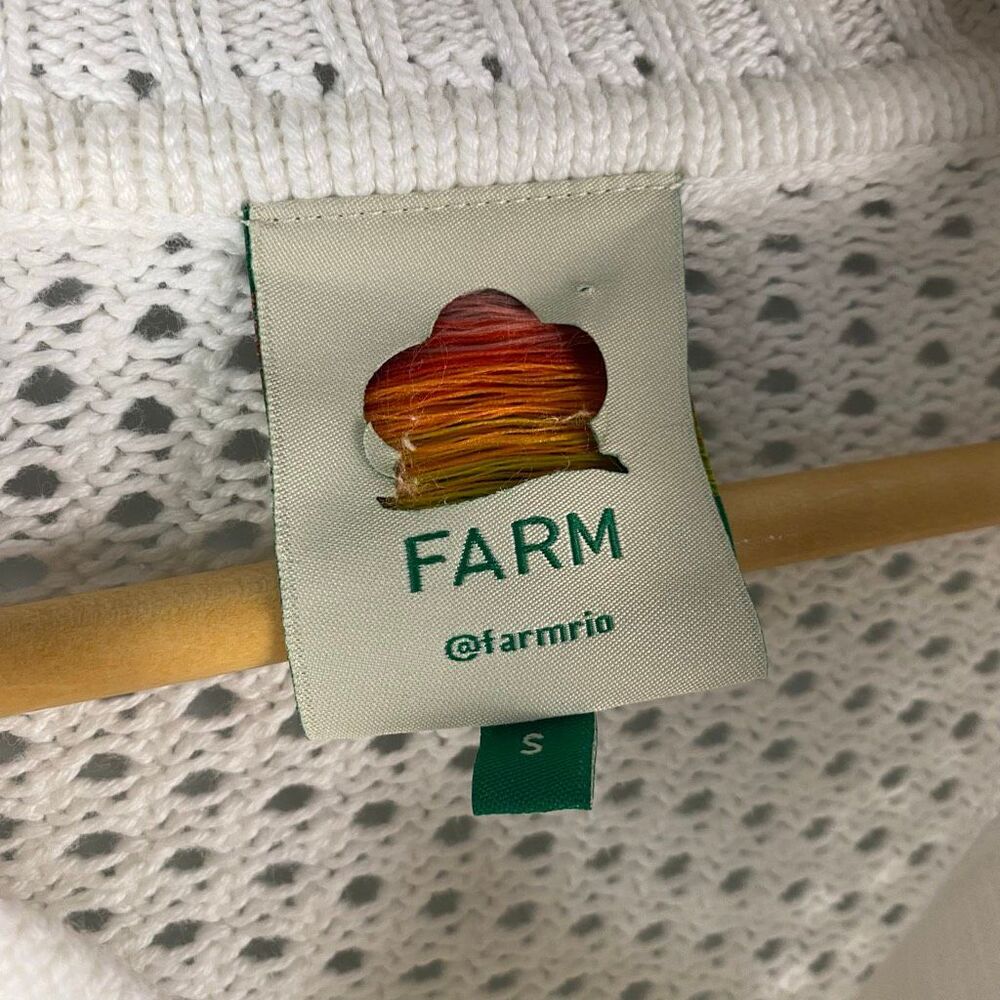Farm Rio Off-White Crochet 3D Fruit Polo Knit Sweater Top - Picture 6 of 10